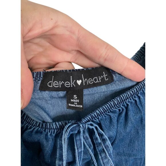 y2k Blue Denim Tie Front Denim Ruffle Mini Dress Small - Picture 4 of 5